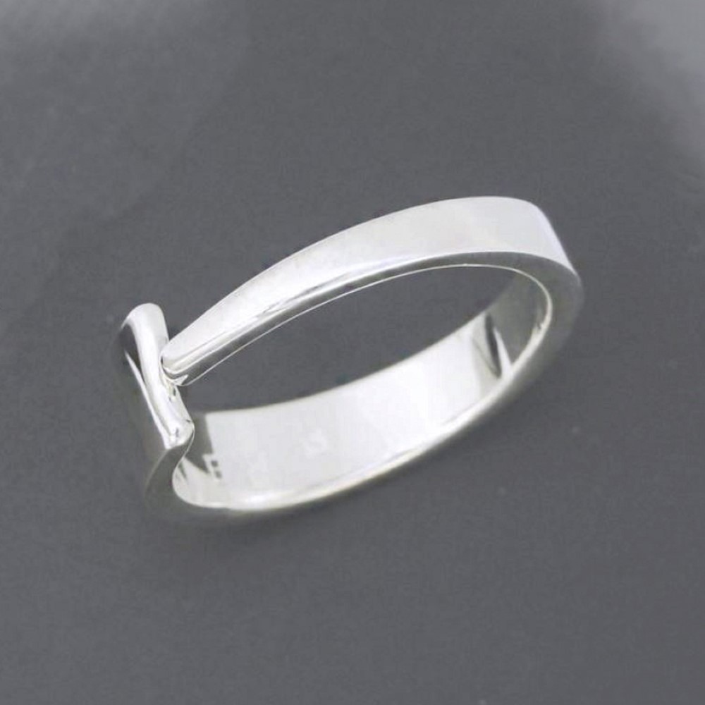 14 Kt Hallmark Real Solid White Gold Enso Ring Wedding Band Size 6-11 - Image 2