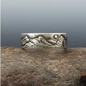 14 Kt Hallmark Real Solid White Gold Landscape Ring Band Size 5 6-11