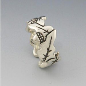 14 Kt Hallmark  Solid White Gold Oak Leaf Wedding Ring Band Size 5-9