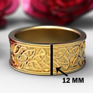 18 K  Yellow Gold Celtic Women Ring With Raised Relief Knotwork Design