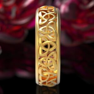 18 Kt Hallmark   Yellow Gold Celtic Band Ring Trinity Knot Size 6-9