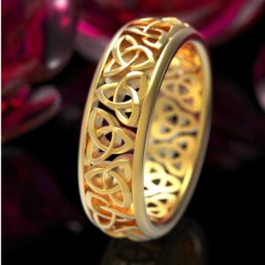 18 Kt Hallmark   Yellow Gold Celtic Band Ring Trinity Knot Size 6-9
