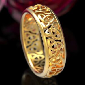18 Kt Hallmark   Yellow Gold Celtic Band Ring Trinity Knot Size 6-9
