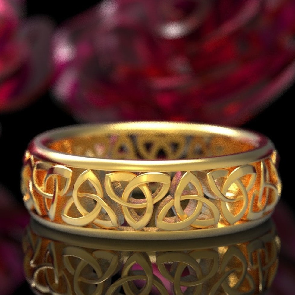 18 Kt Hallmark   Yellow Gold Celtic Band Ring Trinity Knot Size 6-9