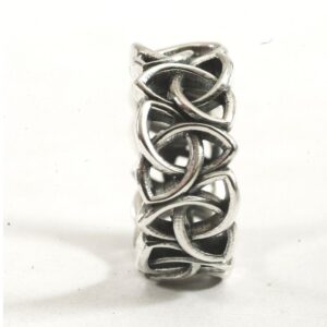 14 Kt  Solid White Gold Celtic Band Ring With Trinity Knot Size 5-9