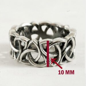 14 Kt  Solid White Gold Celtic Band Ring With Trinity Knot Size 5-9