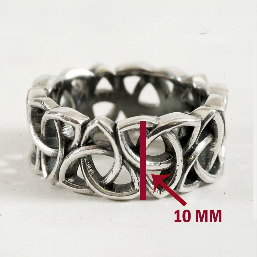 14 Kt  Solid White Gold Celtic Band Ring With Trinity Knot Size 5-9