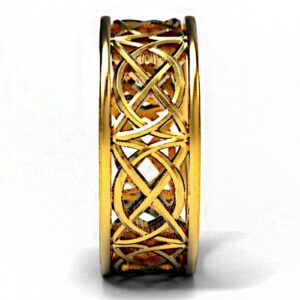 18 Kt Hallmark   Yellow Gold Celtic Band Ring With Open Cut Knotwork