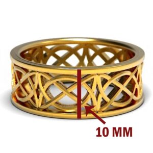 18 Kt Hallmark   Yellow Gold Celtic Band Ring With Open Cut Knotwork