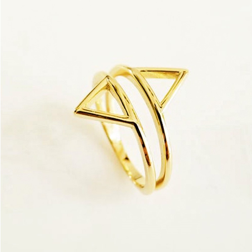 22 Kt Hallmark Real Solid Yellow Gold Triangle Dainty V Ring Size 6-10 - Image 4
