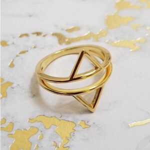 22 Kt Hallmark Real Solid Yellow Gold Triangle Dainty V Ring Size 6-10