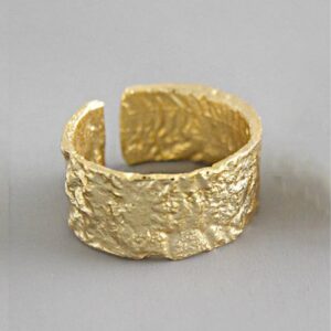 18 Kt Hallmark   Yellow Gold Foil Textured Open Band Ring Size 6-9