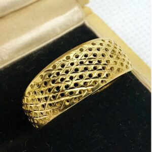 18 Kt Hallmark  Solid Yellow Gold Filigree Woven Vintage Ring Size 6-9