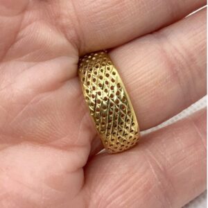18 Kt Hallmark  Solid Yellow Gold Filigree Woven Vintage Ring Size 6-9