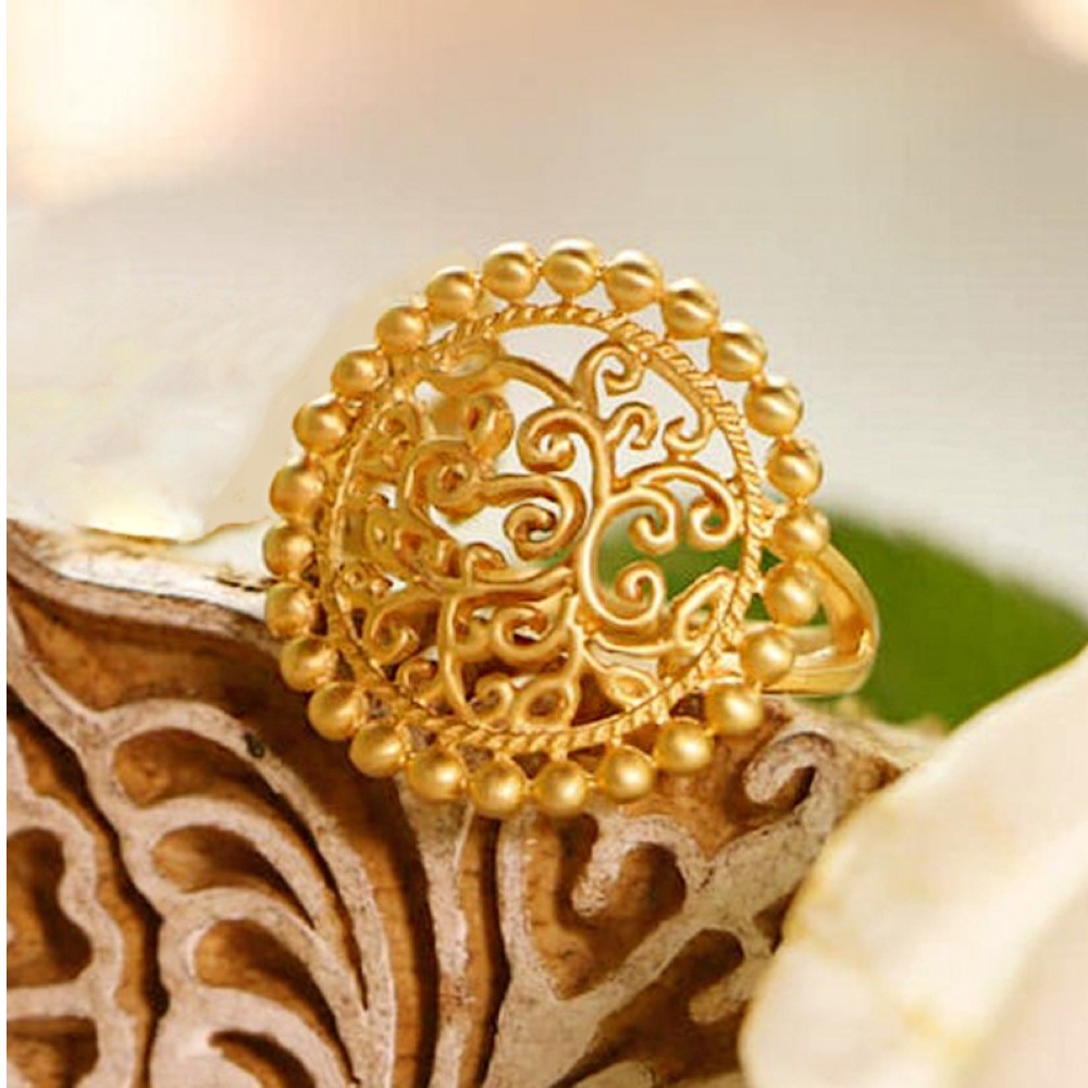 22 Kt  Solid Yellow Gold Recycled Unique Yoga Women'S Ring Size 6-10