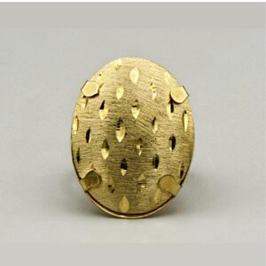 18 Kt Hallmark  Solid Yellow Gold Chunky Brushed Oval Ring Size 6-10