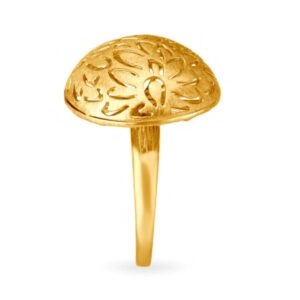 18 Kt   Yellow Gold Floral Semi-Orb Openwork Women'S Ring Size 6-9
