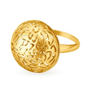 18 Kt   Yellow Gold Floral Semi-Orb Openwork Women'S Ring Size 6-9