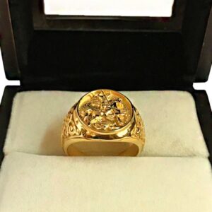 22 Kt  Solid Yellow Gold St. Michael Fighting Dragon Ring Size 8-12