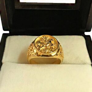 14 Kt  Solid Yellow Gold St. Michael Fighting Dragon Ring Size 8-12