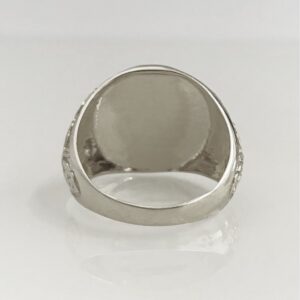 18 Kt Real Solid White Gold St. Michael Fighting Dragon Ring Size 8-12