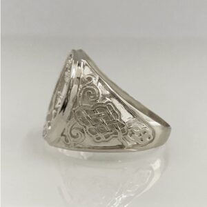 18 Kt Real Solid White Gold St. Michael Fighting Dragon Ring Size 8-12