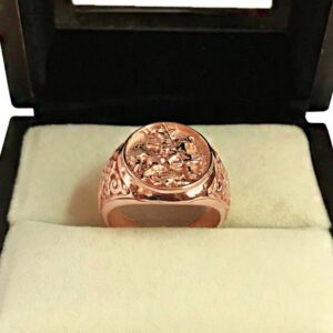 14 Kt Real Solid Rose Gold St. Michael Fighting Dragon Ring Size 8-12
