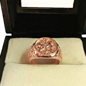 18 Kt Real Solid Rose Gold St. Michael Fighting Dragon Ring Size 8-12