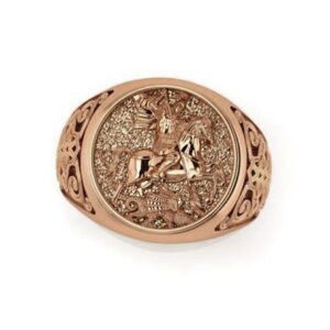 18 Kt Real Solid Rose Gold St. Michael Fighting Dragon Ring Size 8-12