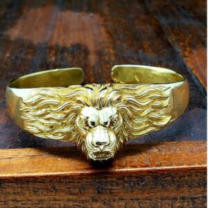 18 Kt Real Solid Yellow Gold Adjustable Lion Men'S Ring Size 7-13