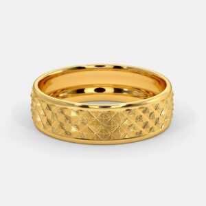18k yellow gold unique textured diamond pattern terrell band ring