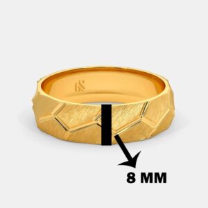18 Kt Yellow Gold Cut Pattern Textured Men's Band Ring Size 8-11
