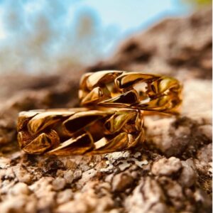18 Kt Yellow Gold Cuban Chain Link Design Men's Band Ring Size 8-10