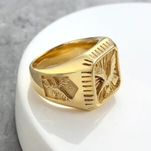 GOLD Flying Eagle Men's Ring 18 Kt Solid Yellow Gold 12 g Size 7-11