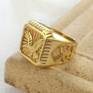 GOLD Flying Eagle Men's Ring 18 Kt Solid Yellow Gold 12 g Size 7-11