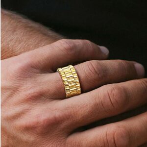 REAL GOLD 18 Kt Solid Yellow Gold Men'S Band Ring 12 Grams Size 8-13
