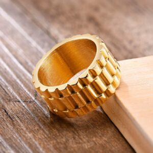 REAL GOLD 18 Kt Solid Yellow Gold Men'S Band Ring 12 Grams Size 8-13
