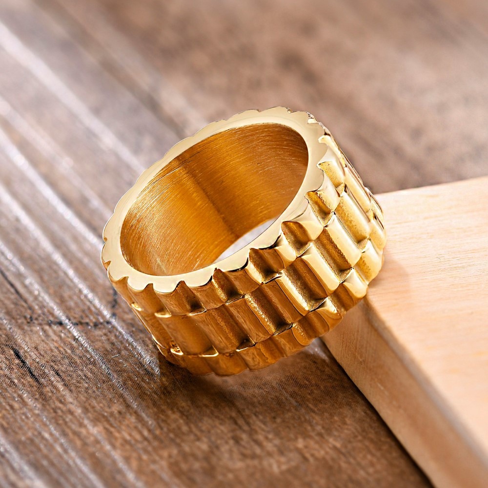 REAL GOLD 18 Kt Solid Yellow Gold Men'S Band Ring 12 Grams Size 8-13