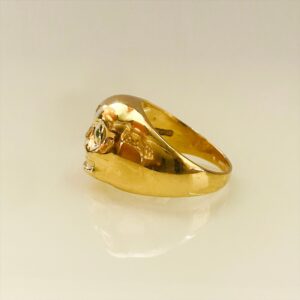 REAL GOLD 18 Kt Solid Yellow Gold Men'S Skull Ring 13 Grams 7-14
