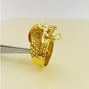 18 Kt Real Solid Yellow Gold Evil Skull Men's Ring 13 Gm Size 8-13