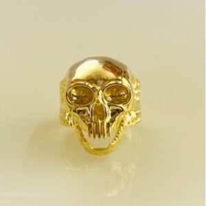 18 Kt Real Solid Yellow Gold Evil Skull Men's Ring 13 Gm Size 8-13