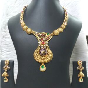 916 Gold Traditional Meenakari Necklace Set