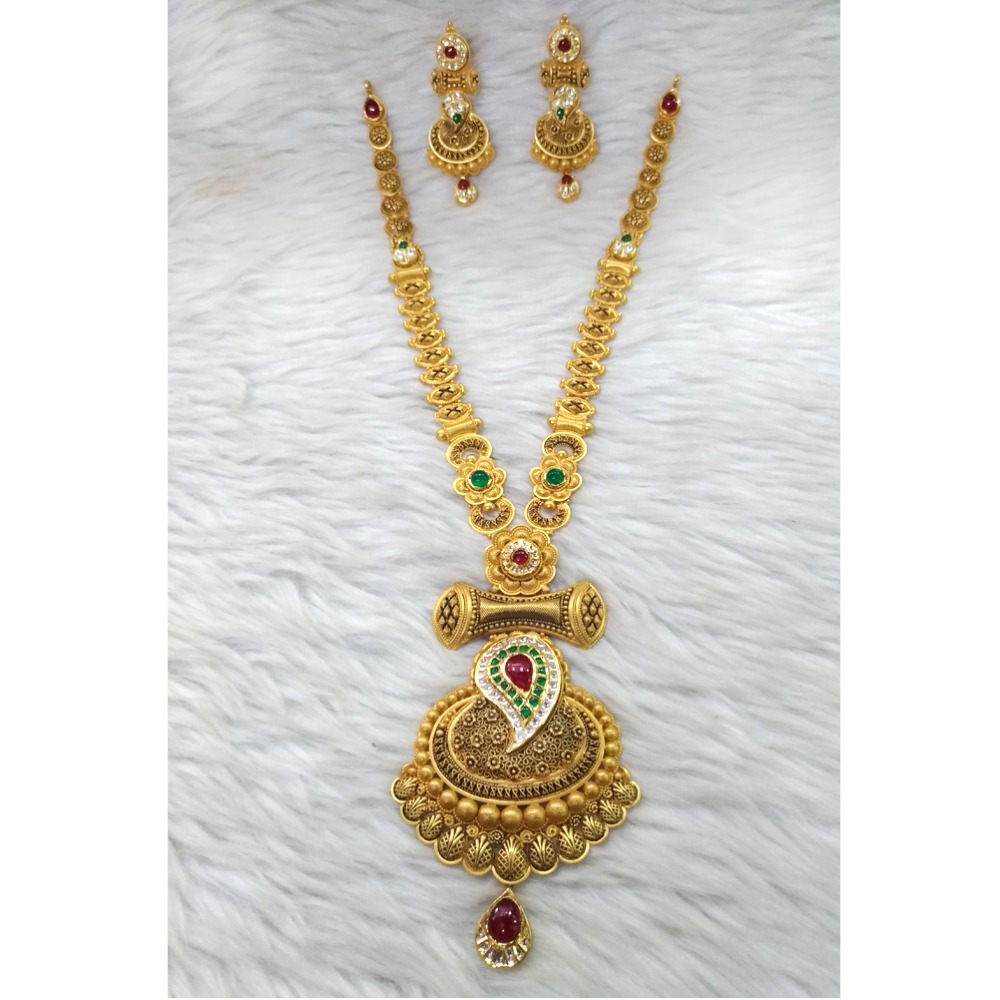 22K Gold Antique Jadtar Necklace Set