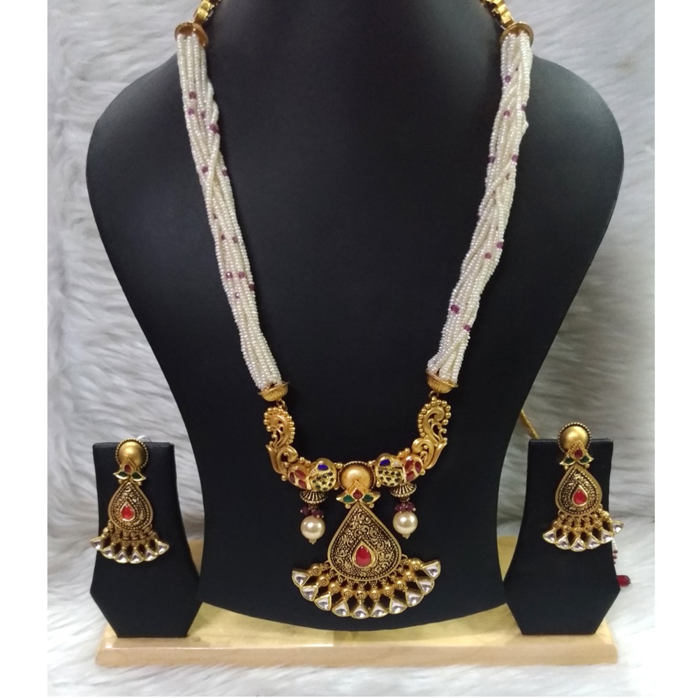 916 Gold Antique Long Necklace Set