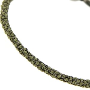 Etru Jewels 925 Silver Round Bracelet In Black Silver And Pistachio Fabric