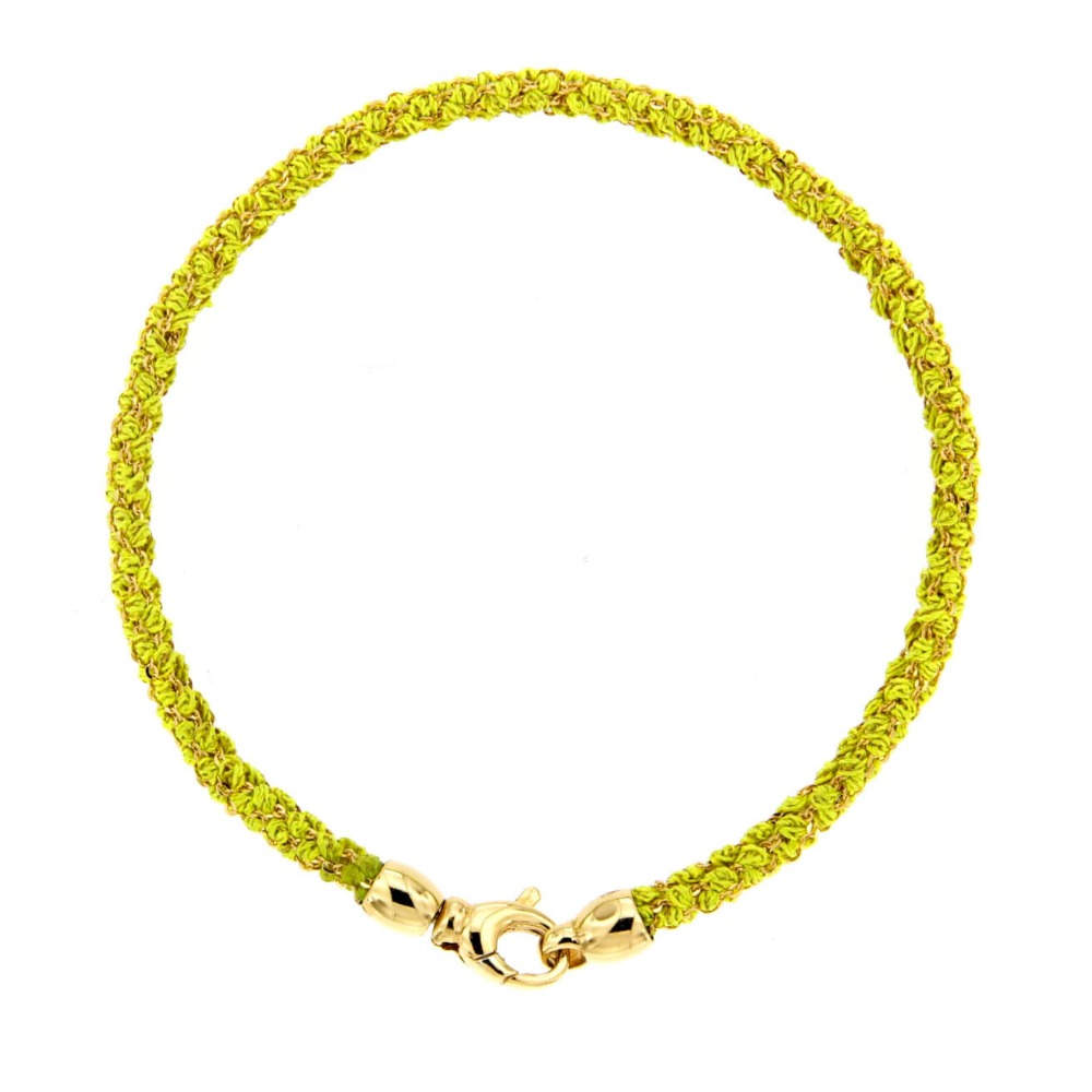 Etru Jewels 925 Silver Round Bracelet in Golden Yellow fabric - Image 3