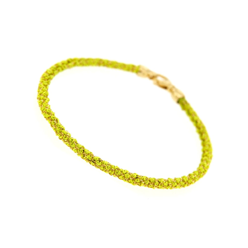 Etru Jewels 925 Silver Round Bracelet in Golden Yellow fabric