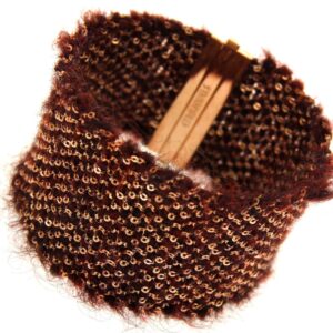 Etru Jewels 925 Silver Cachemire Large Size Bracelet In Pink Silver And Burgundy Melange Yarn