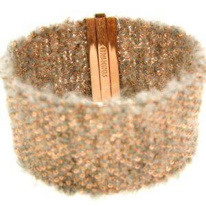 Etru Jewels 925 Silver Cachemire Large Size Bracelet In Pink Silver And White Melange Yarn