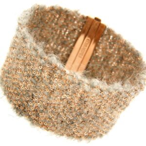 Etru Jewels 925 Silver Cachemire Large Size Bracelet In Pink Silver And White Melange Yarn